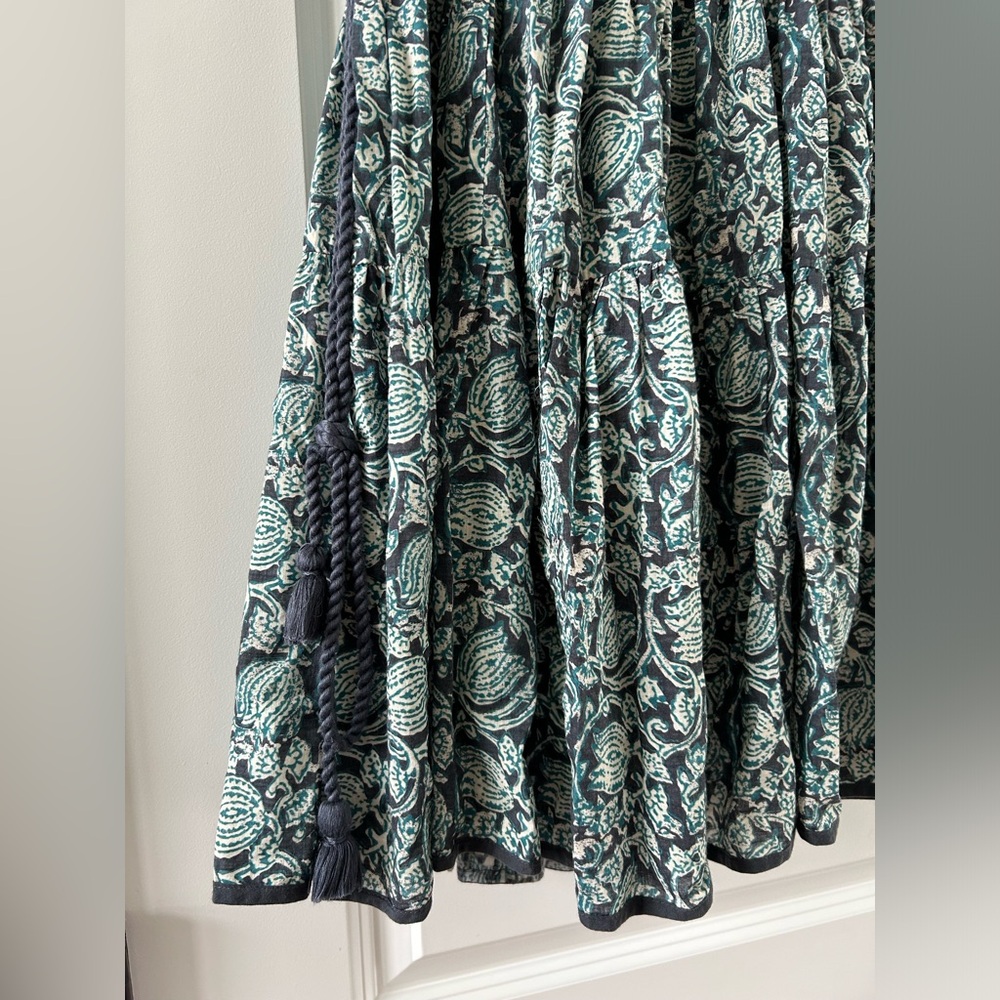 Anthropologie Let Me Be Ivy Ruffled Mini Dress Green Floral Size 2 Boho Chic - Picture 4 of 7